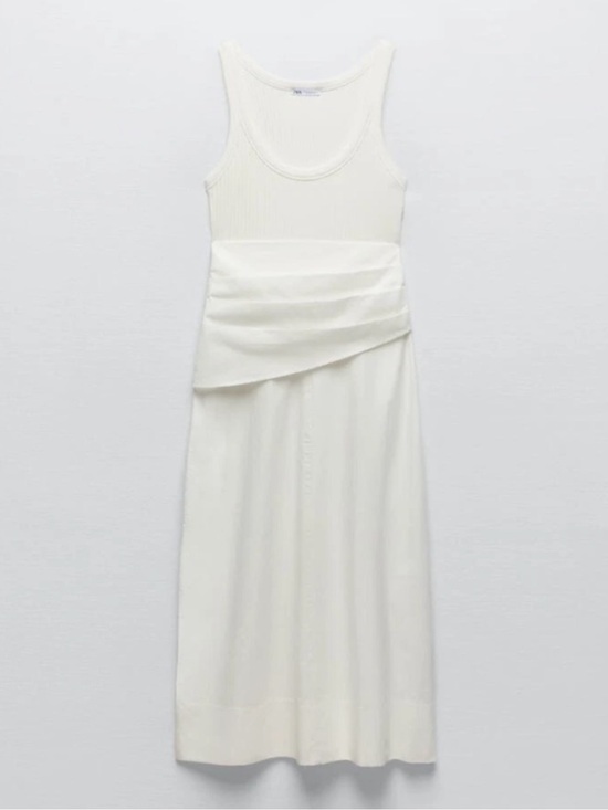 Zara Dresses & Skirts - Zara NWT Sleeveless White Midi Dress with Draped Waist